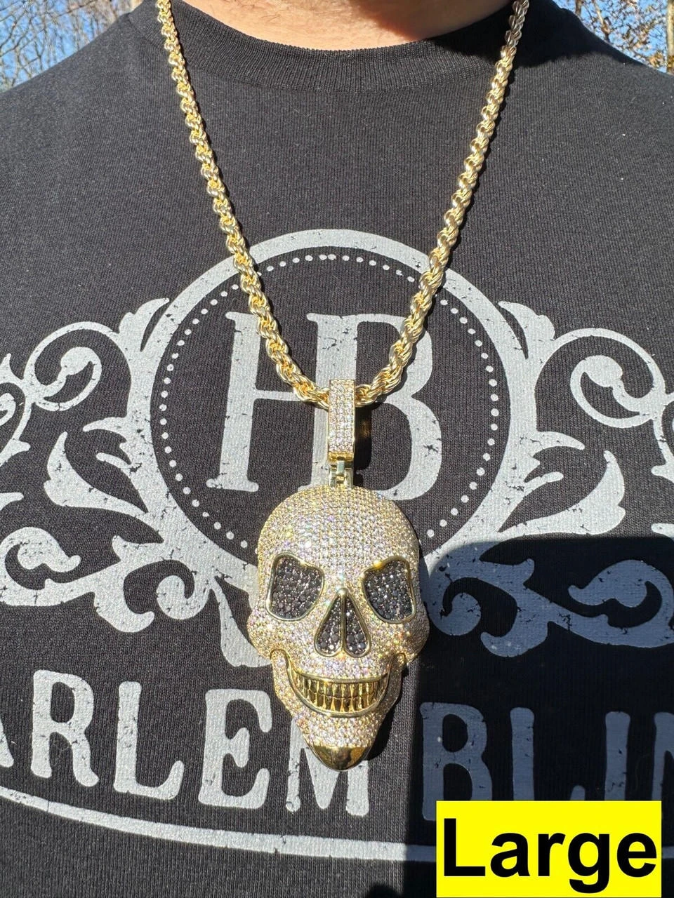 MOISSANITE Skull Iced Fully 3D Hip Hop Pendant Necklace 14k Gold Over 925 Silver 5 MOISSANITE Skull Iced Fully 3D Hip Hop Pendant Necklace 14k Gold Over 925 Silver - Image 3