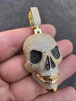 MOISSANITE Skull Iced Fully 3D Hip Hop Pendant Necklace 14k Gold Over 925 Silver 38 MOISSANITE Skull Iced Fully 3D Hip Hop Pendant Necklace 14k Gold Over 925 Silver -Harlem Bling Shop harlembling moissanite skull iced fully 3d hip hop pendant necklace 14k gold over 925 silver 17407.1700280363
