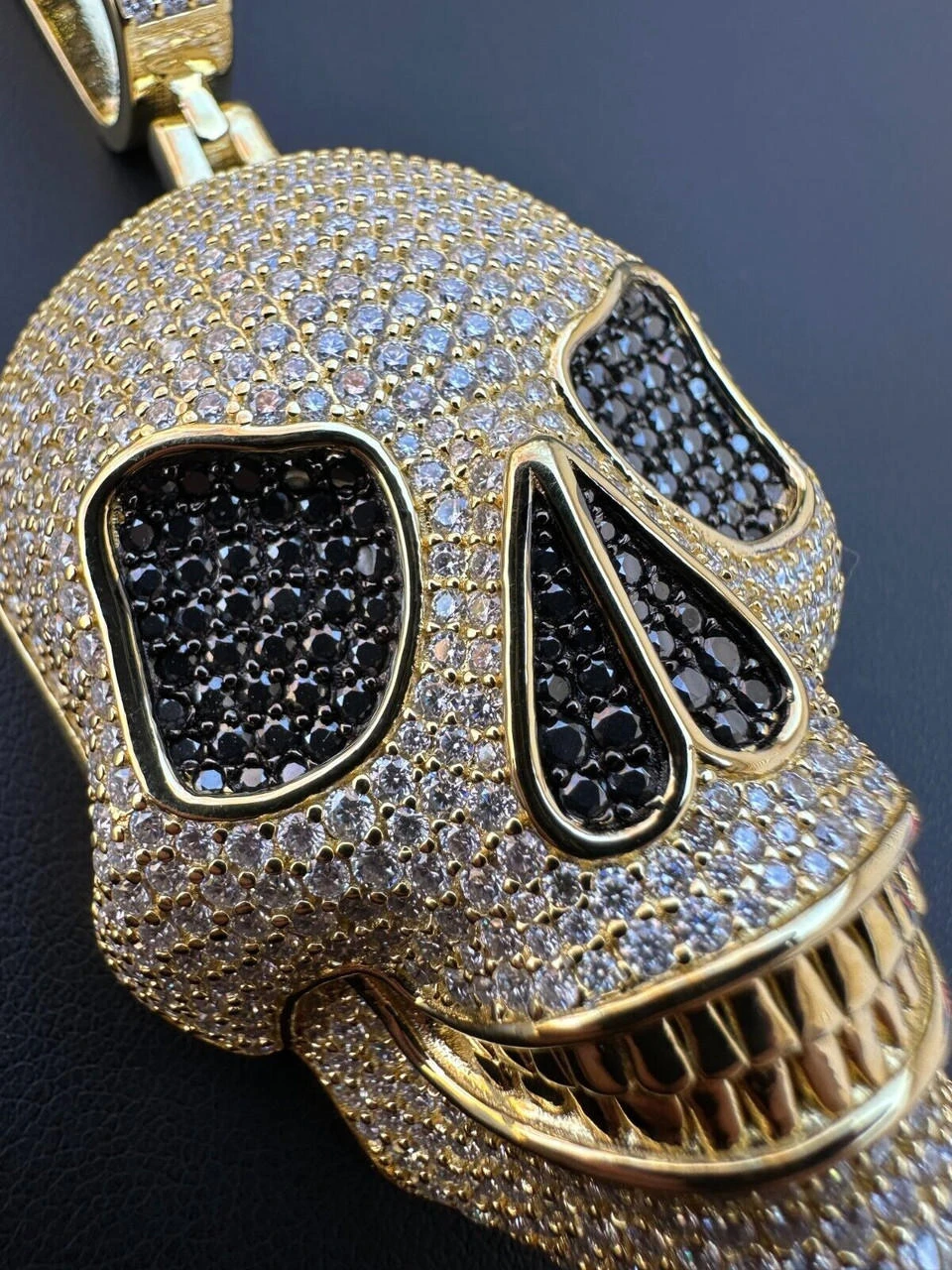 MOISSANITE Skull Iced Fully 3D Hip Hop Pendant Necklace 14k Gold Over 925 Silver 6 MOISSANITE Skull Iced Fully 3D Hip Hop Pendant Necklace 14k Gold Over 925 Silver - Image 4
