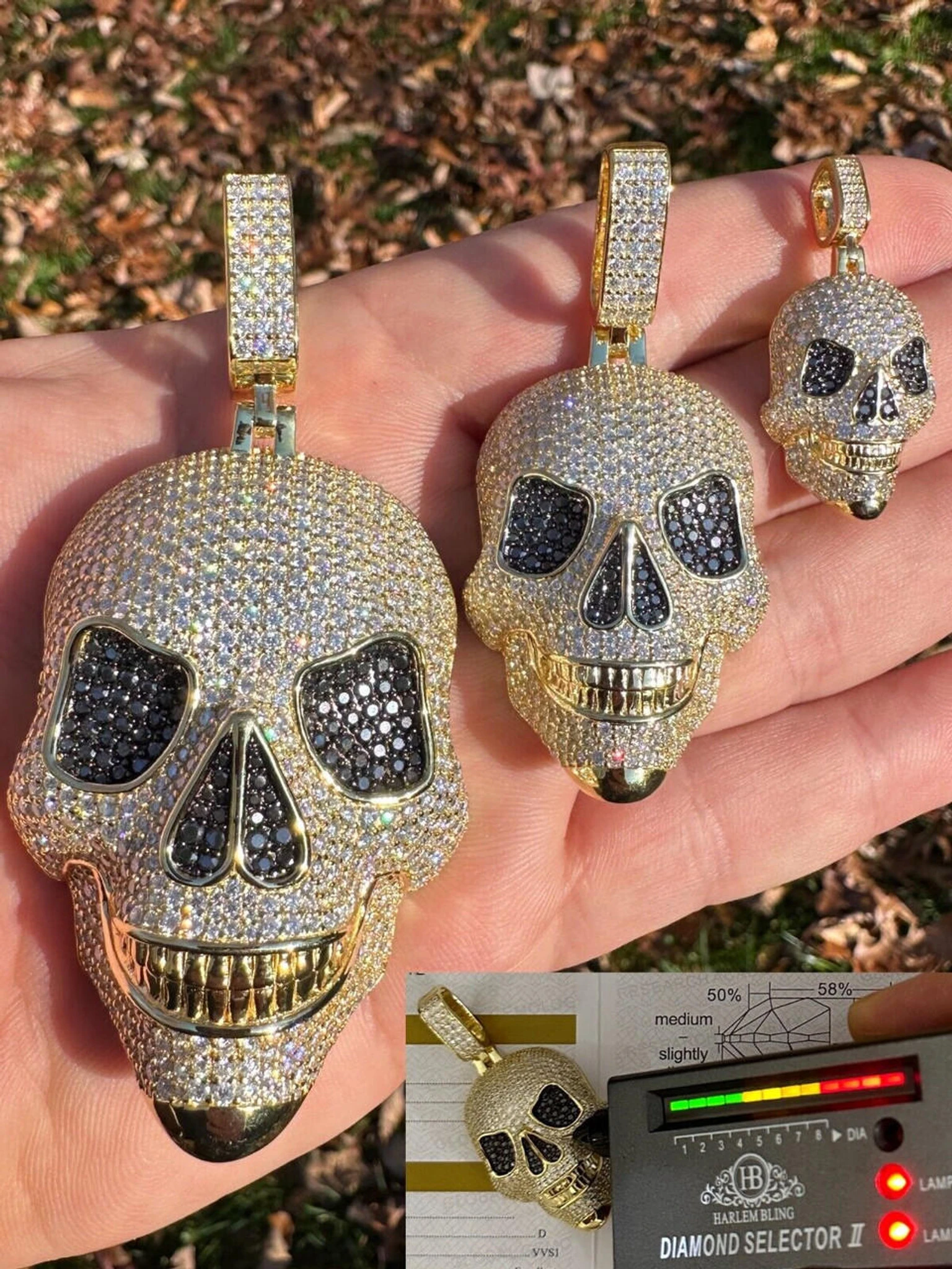 MOISSANITE Skull Iced Fully 3D Hip Hop Pendant Necklace 14k Gold Over 925 Silver 3 MOISSANITE Skull Iced Fully 3D Hip Hop Pendant Necklace 14k Gold Over 925 Silver