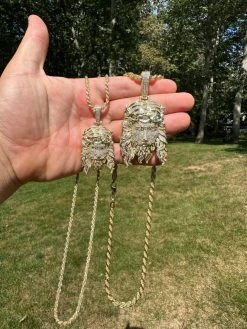 MOISSANITE Solid 10k Yellow Gold HEAVY Iced Jesus Piece Pendant Necklace 2 Sizes 40 MOISSANITE Solid 10k Yellow Gold HEAVY Iced Jesus Piece Pendant Necklace 2 Sizes -Harlem Bling Shop harlembling moissanite solid 10k yellow gold heavy iced jesus piece pendant necklace 2 sizes 07931.1696558945