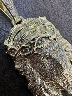 MOISSANITE Solid 10k Yellow Gold HEAVY Iced Jesus Piece Pendant Necklace 2 Sizes 23 MOISSANITE Solid 10k Yellow Gold HEAVY Iced Jesus Piece Pendant Necklace 2 Sizes -Harlem Bling Shop harlembling moissanite solid 10k yellow gold heavy iced jesus piece pendant necklace 2 sizes 77327.1696558967
