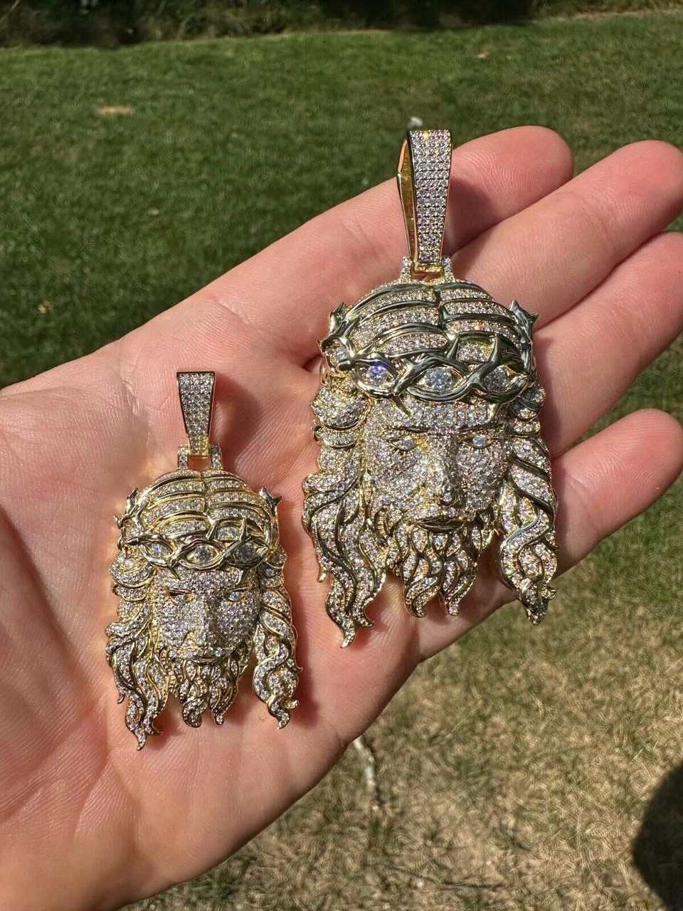 MOISSANITE Solid 10k Yellow Gold HEAVY Iced Jesus Piece Pendant Necklace 2 Sizes 15 MOISSANITE Solid 10k Yellow Gold HEAVY Iced Jesus Piece Pendant Necklace 2 Sizes - Image 13