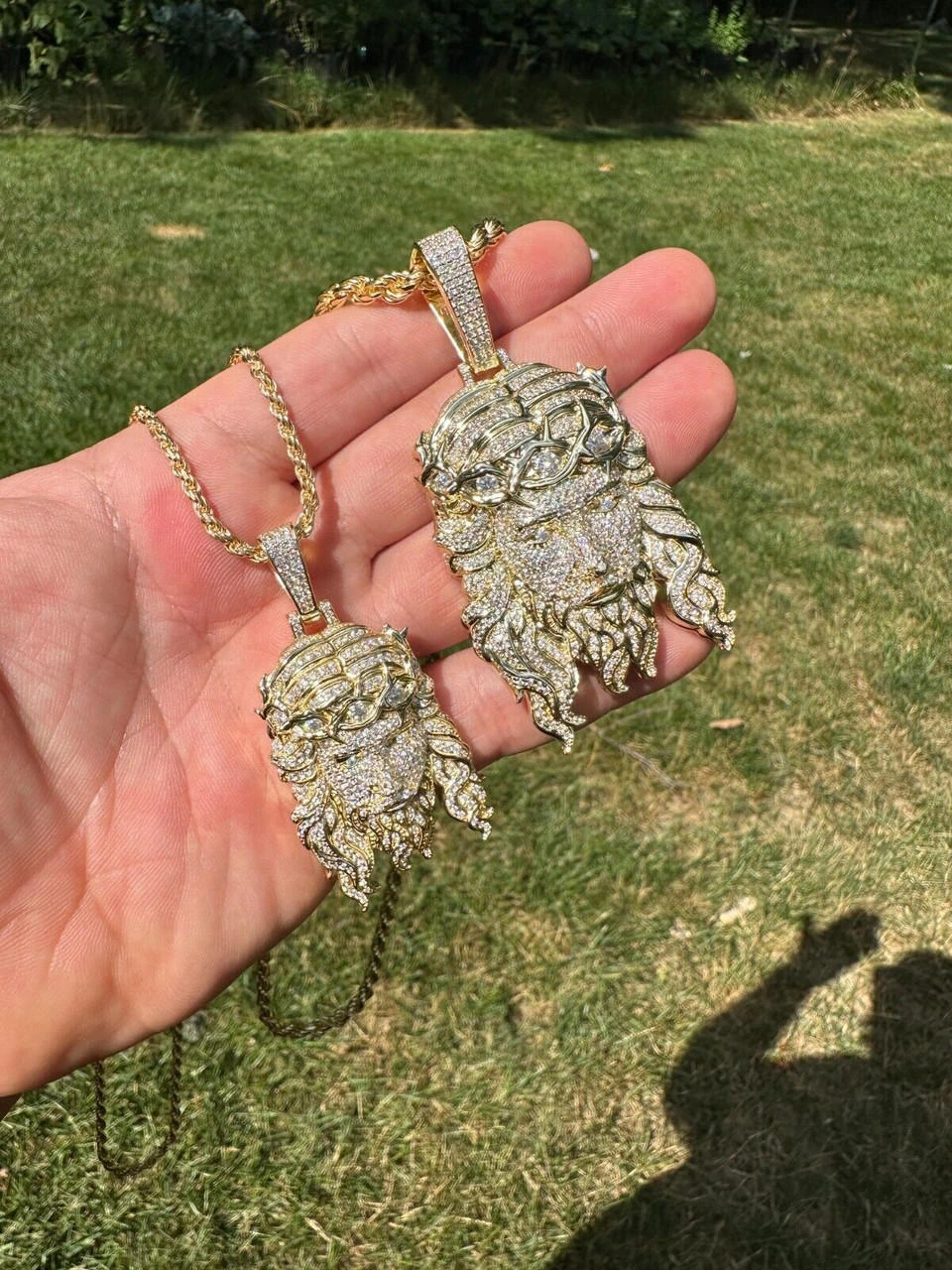 MOISSANITE Solid 10k Yellow Gold HEAVY Iced Jesus Piece Pendant Necklace 2 Sizes 22 MOISSANITE Solid 10k Yellow Gold HEAVY Iced Jesus Piece Pendant Necklace 2 Sizes - Image 20