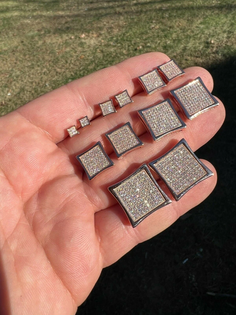 Moissanite Square Kite Earrings Pass Diamond Test 4mm-18mm 14k Rose Gold Vermeil 4 Moissanite Square Kite Earrings Pass Diamond Test 4mm-18mm 14k Rose Gold Vermeil - Image 2