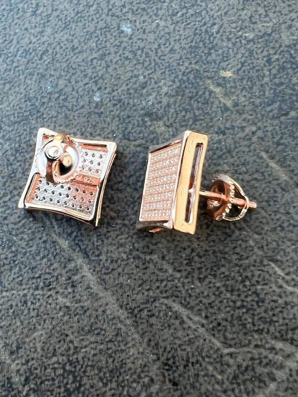 Moissanite Square Kite Earrings Pass Diamond Test 4mm-18mm 14k Rose Gold Vermeil 6 Moissanite Square Kite Earrings Pass Diamond Test 4mm-18mm 14k Rose Gold Vermeil - Image 4