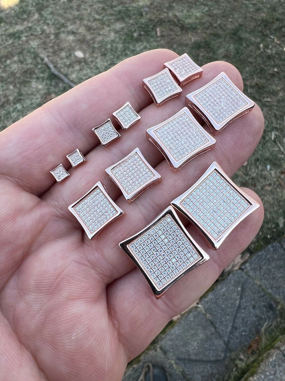 Moissanite Square Kite Earrings Pass Diamond Test 4mm-18mm 14k Rose Gold Vermeil 8 Moissanite Square Kite Earrings Pass Diamond Test 4mm-18mm 14k Rose Gold Vermeil - Image 6