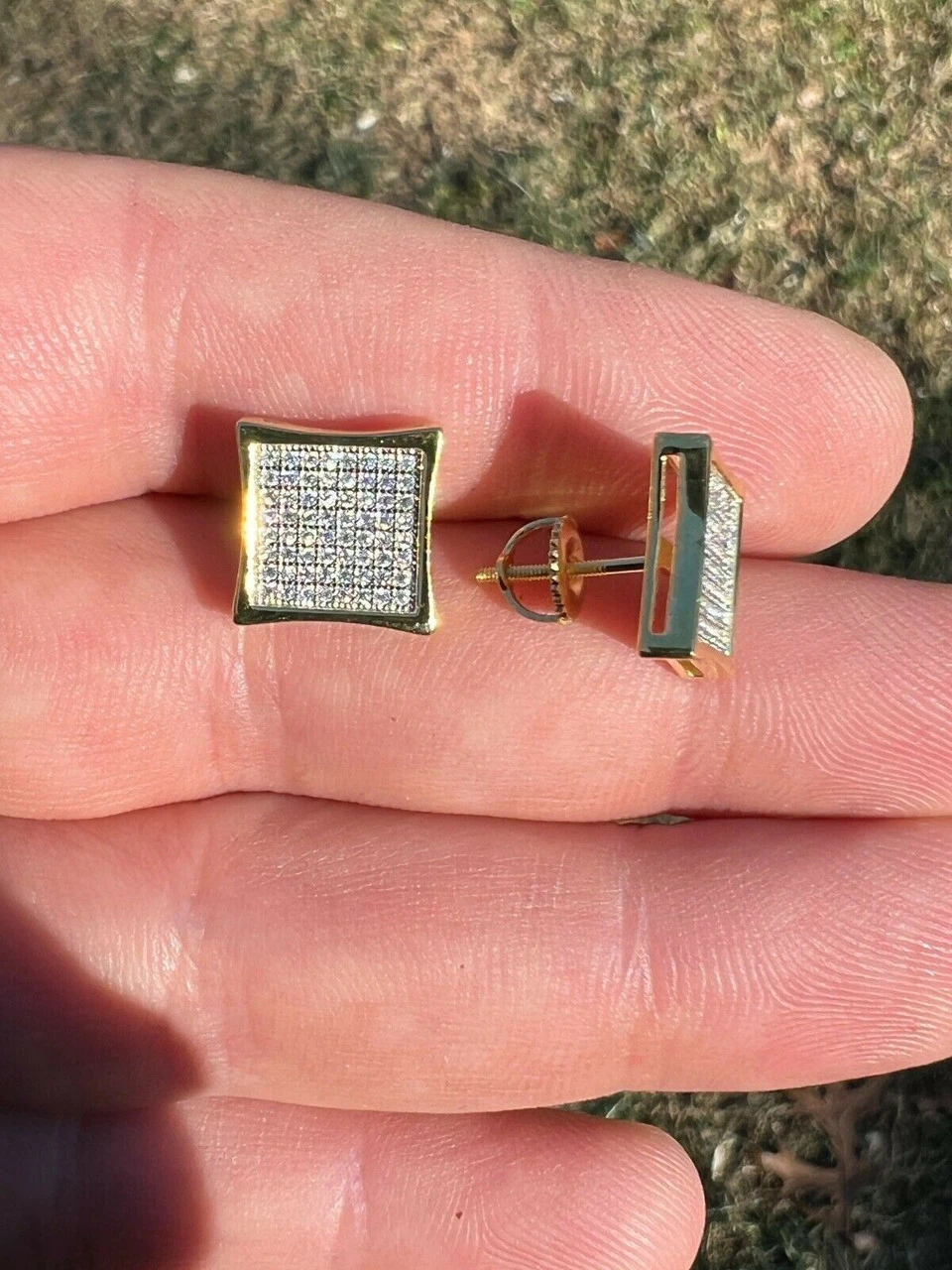 Moissanite Square Kite Earrings Passes Diamond Tester 4mm-18mm 14k Gold Vermeil 7 Moissanite Square Kite Earrings Passes Diamond Tester 4mm-18mm 14k Gold Vermeil - Image 5