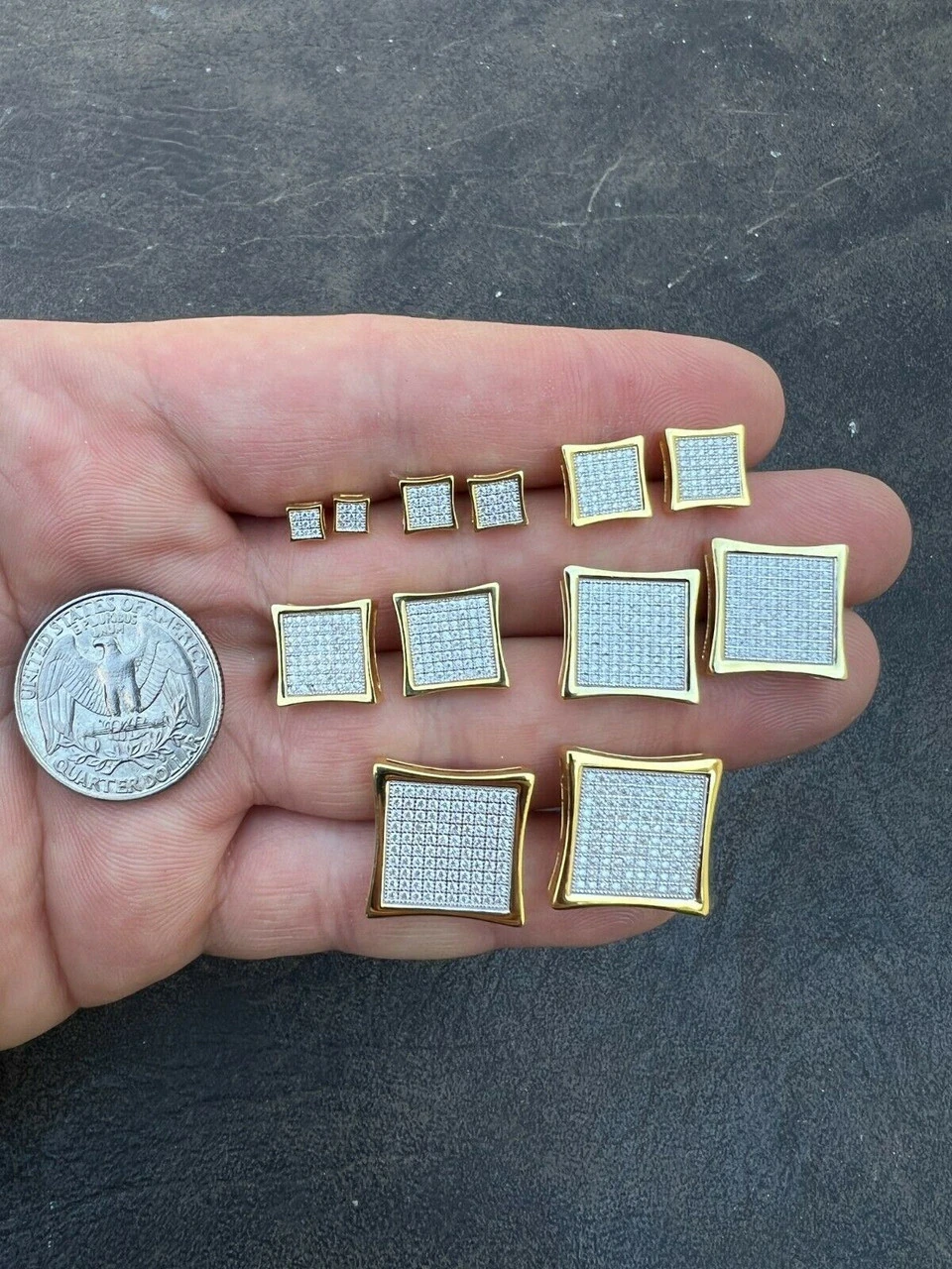 Moissanite Square Kite Earrings Passes Diamond Tester 4mm-18mm 14k Gold Vermeil 6 Moissanite Square Kite Earrings Passes Diamond Tester 4mm-18mm 14k Gold Vermeil - Image 4