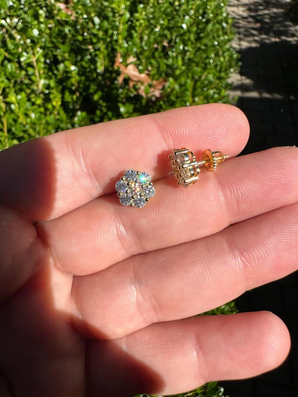 Moissanite Studs Iced Cluster Flower Set Earrings Real 14k Gold Over 925 Silver 16 Moissanite Studs Iced Cluster Flower Set Earrings Real 14k Gold Over 925 Silver - Image 14