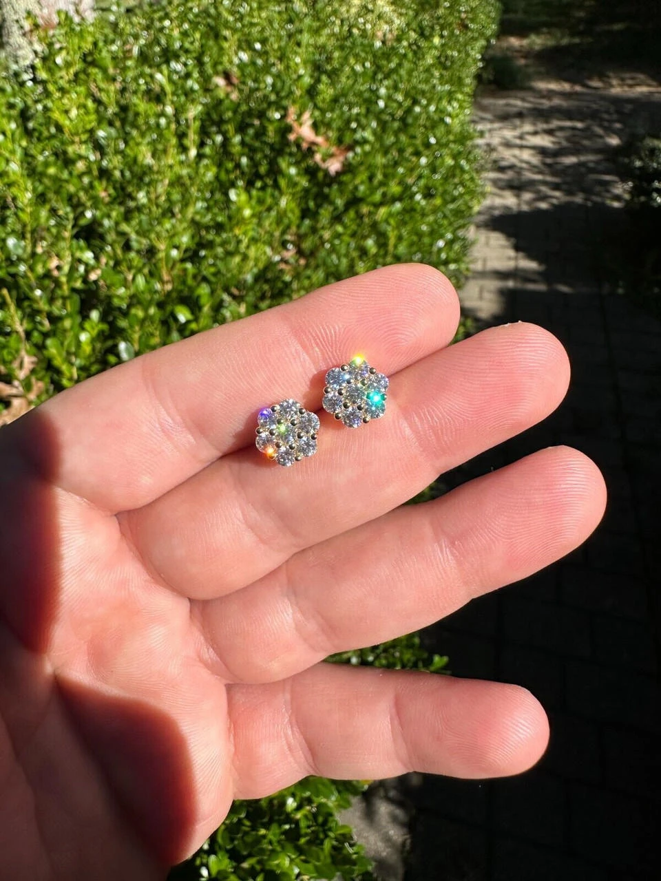 Moissanite Studs Iced Cluster Flower Set Earrings Real 14k Gold Over 925 Silver 22 Moissanite Studs Iced Cluster Flower Set Earrings Real 14k Gold Over 925 Silver - Image 20