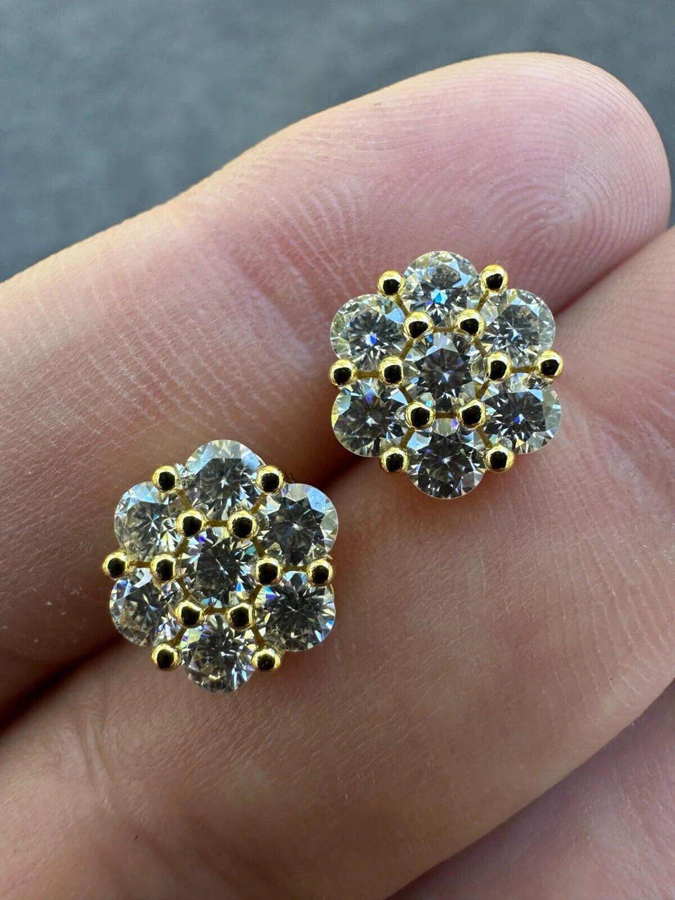 Moissanite Studs Iced Cluster Flower Set Earrings Real 14k Gold Over 925 Silver 15 Moissanite Studs Iced Cluster Flower Set Earrings Real 14k Gold Over 925 Silver - Image 13