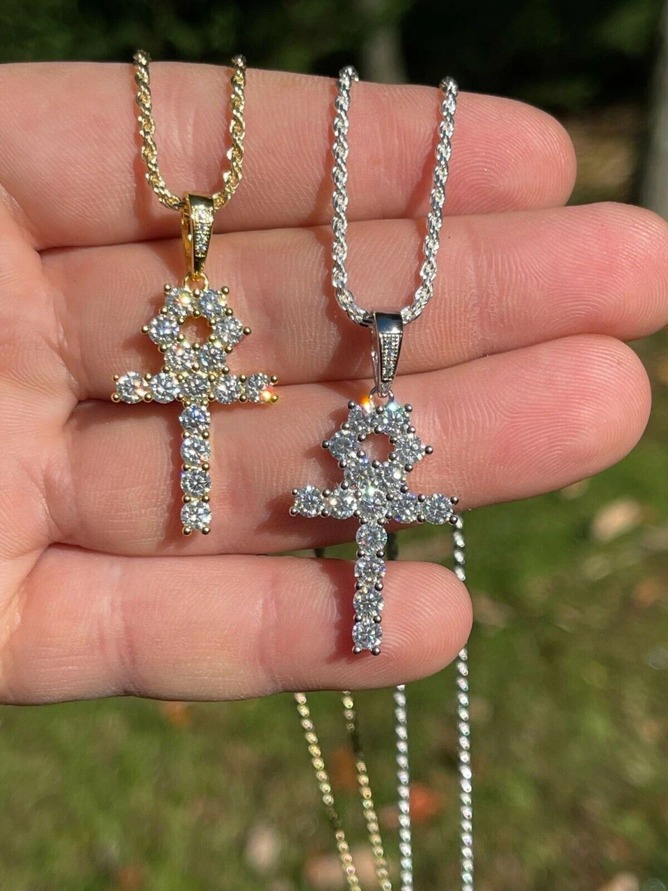 MOISSANITE Tennis Ankh Cross Pendant Iced Necklace Gold / Silver Diamond Test ✅ 10 MOISSANITE Tennis Ankh Cross Pendant Iced Necklace Gold / Silver Diamond Test ✅ - Image 8