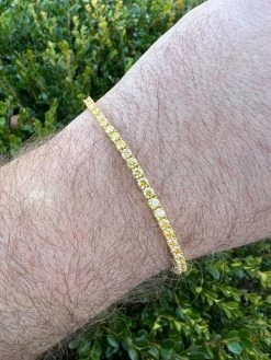 MOISSANITE Tennis Bracelet 14k Gold Plated 925 Silver Yellow Canary 3mm 6"-8.5" -Harlem Bling Shop harlembling moissanite tennis bracelet 14k gold plated 925 silver yellow canary 3mm 6 8.5 30012.1671726301