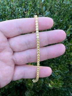 MOISSANITE Tennis Bracelet 14k Gold Plated 925 Silver Yellow Canary 3mm 6"-8.5" -Harlem Bling Shop harlembling moissanite tennis bracelet 14k gold plated 925 silver yellow canary 3mm 6 8.5 49277.1671726327