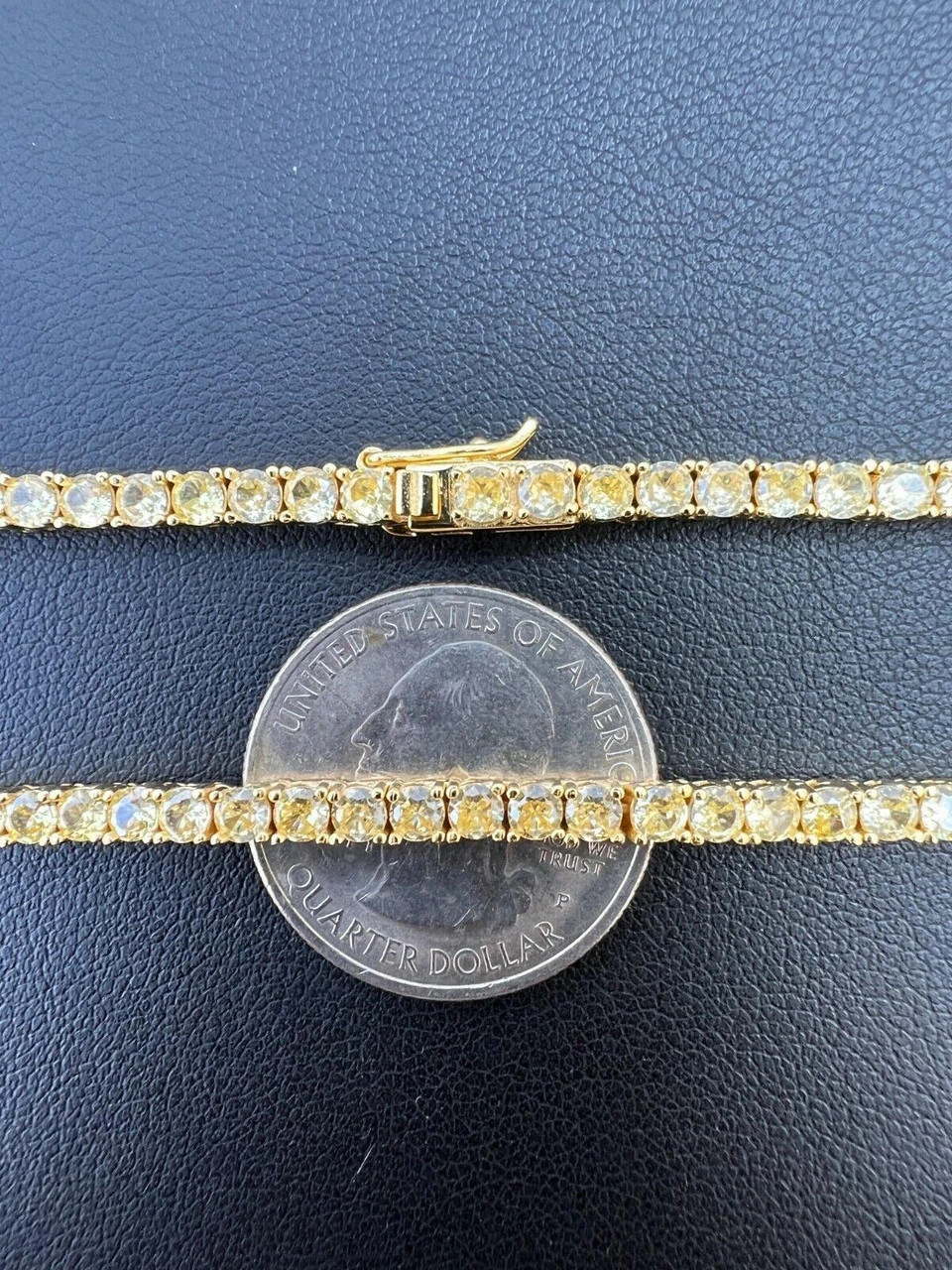 MOISSANITE Tennis Chain 14k Gold Over 925 Silver Yellow Canary Necklace 3mm 9 MOISSANITE Tennis Chain 14k Gold Over 925 Silver Yellow Canary Necklace 3mm - Image 7