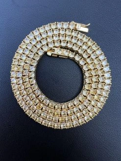 MOISSANITE Tennis Chain 14k Gold Over 925 Silver Yellow Canary Necklace 3mm 18 MOISSANITE Tennis Chain 14k Gold Over 925 Silver Yellow Canary Necklace 3mm -Harlem Bling Shop harlembling moissanite tennis chain 14k gold over 925 silver yellow canary necklace 3mm 73580.1671553249