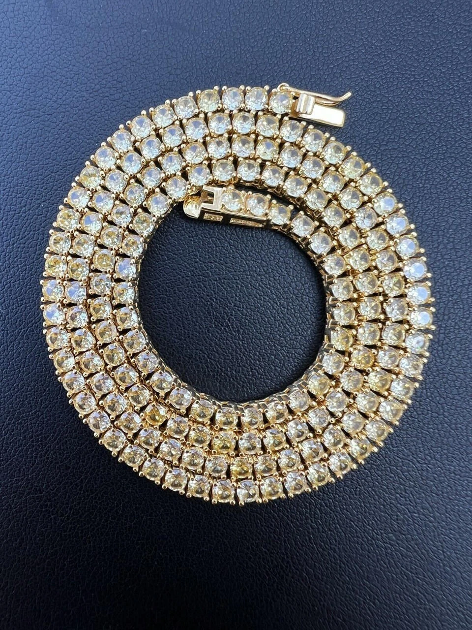 MOISSANITE Tennis Chain 14k Gold Over 925 Silver Yellow Canary Necklace 3mm 6 MOISSANITE Tennis Chain 14k Gold Over 925 Silver Yellow Canary Necklace 3mm - Image 4