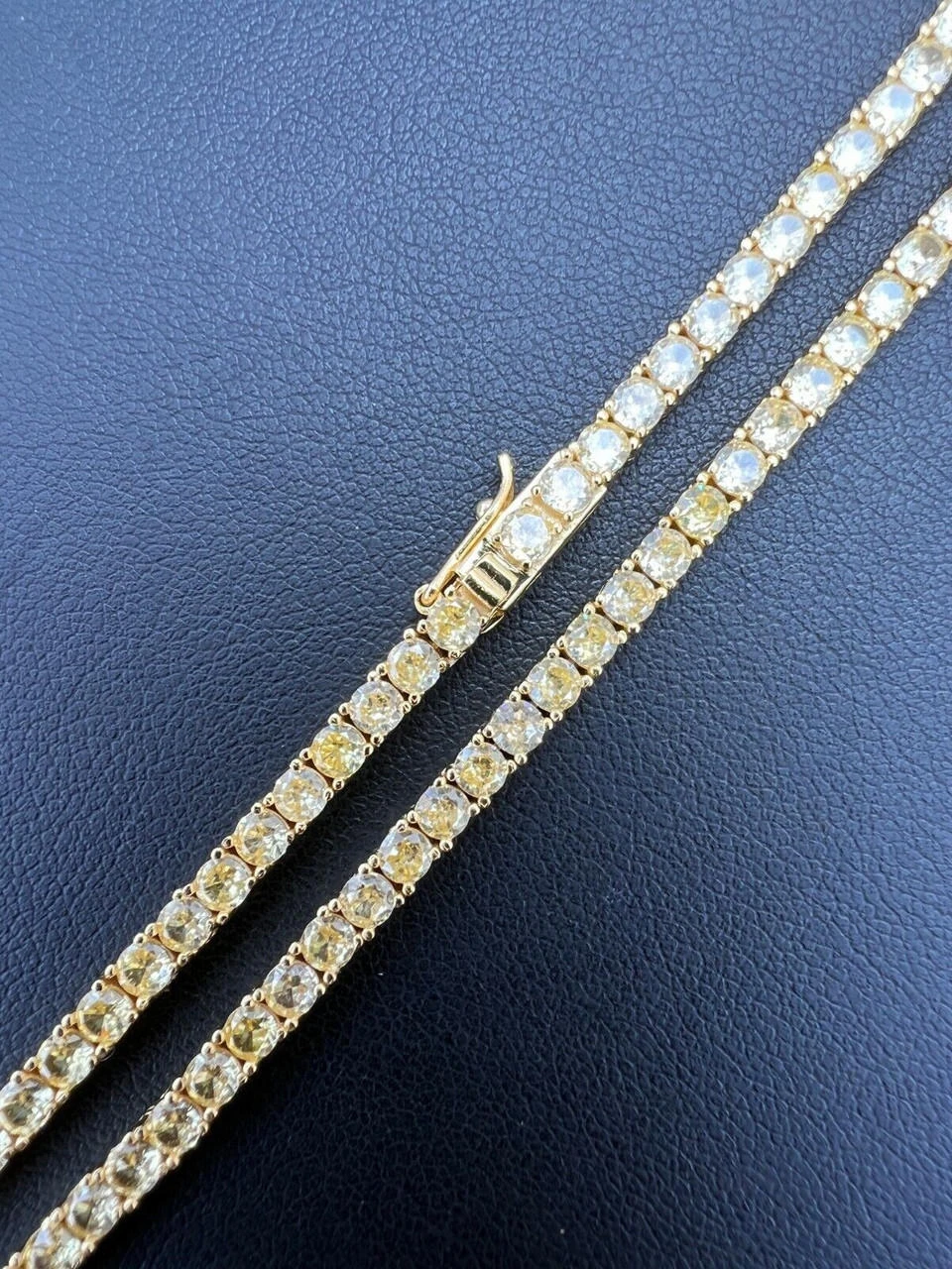 MOISSANITE Tennis Chain 14k Gold Over 925 Silver Yellow Canary Necklace 3mm 15 MOISSANITE Tennis Chain 14k Gold Over 925 Silver Yellow Canary Necklace 3mm - Image 13