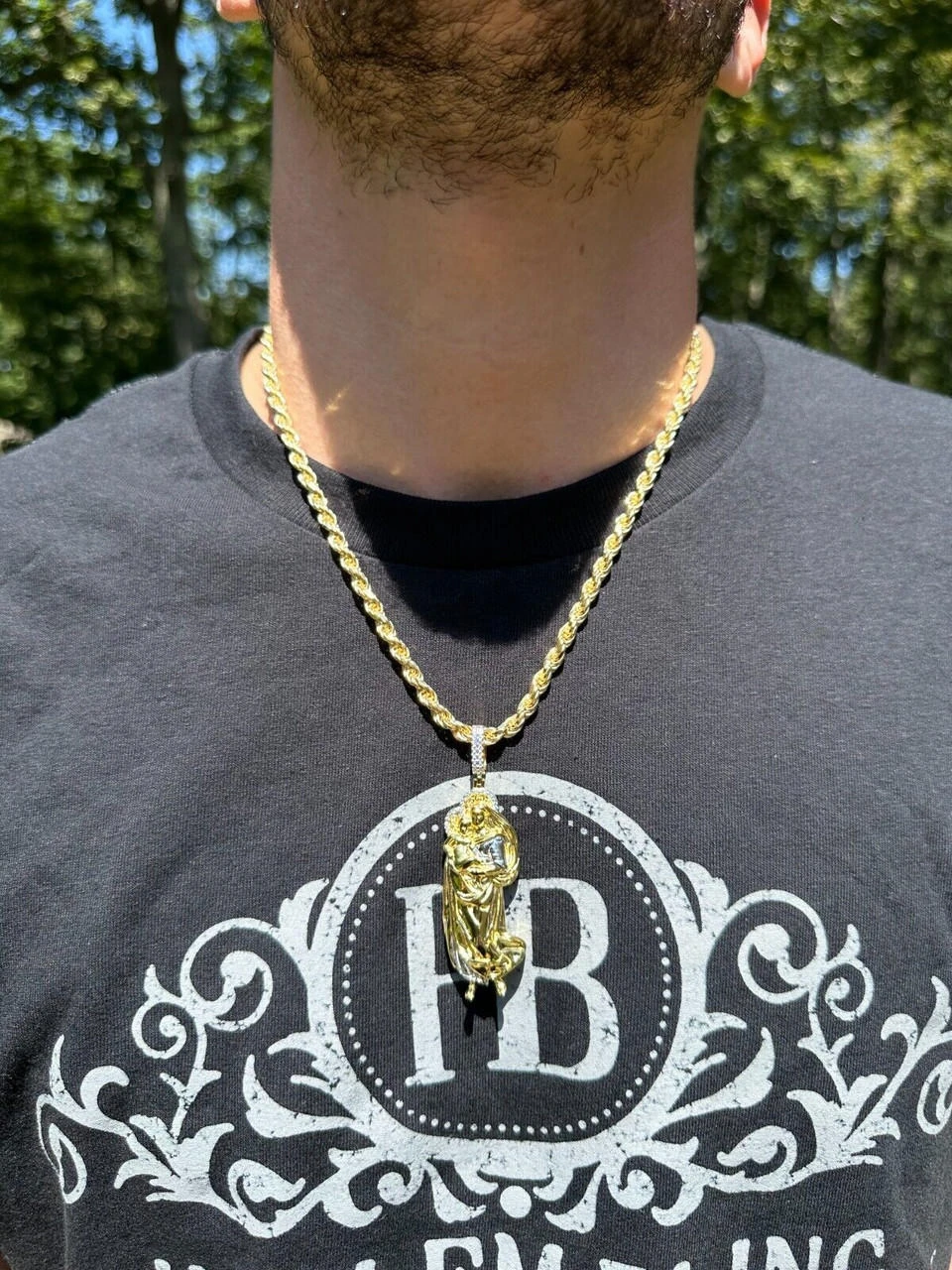 MOISSANITE Virgin Mary 3D Pendant Real 925 Silver/ Yellow Rose Gold Necklace 5 MOISSANITE Virgin Mary 3D Pendant Real 925 Silver/ Yellow Rose Gold Necklace - Image 3