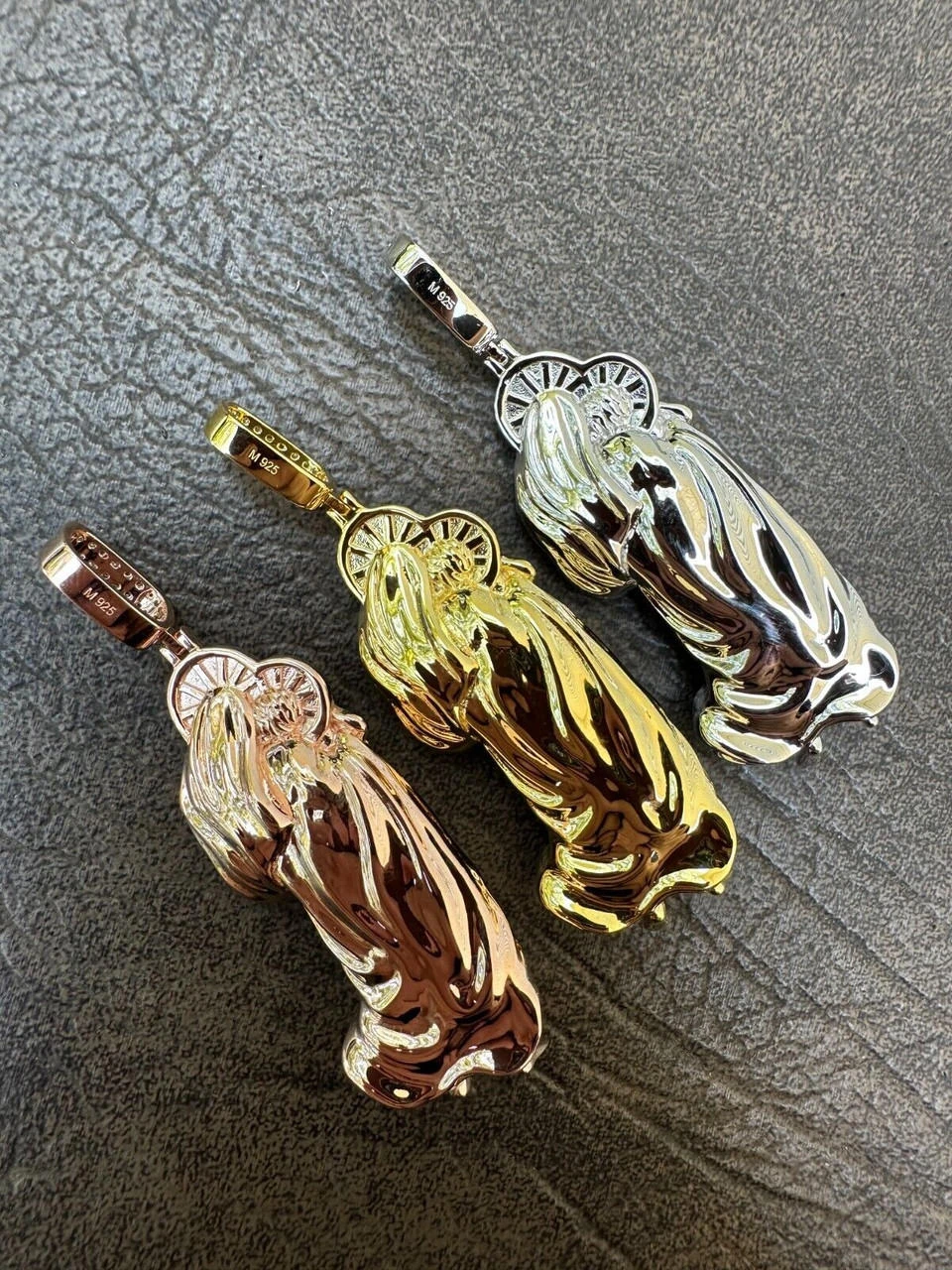 MOISSANITE Virgin Mary 3D Pendant Real 925 Silver/ Yellow Rose Gold Necklace 4 MOISSANITE Virgin Mary 3D Pendant Real 925 Silver/ Yellow Rose Gold Necklace - Image 2