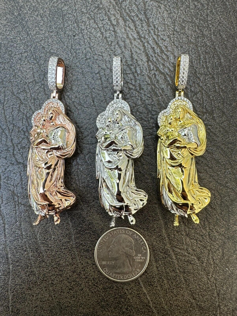 MOISSANITE Virgin Mary 3D Pendant Real 925 Silver/ Yellow Rose Gold Necklace 11 MOISSANITE Virgin Mary 3D Pendant Real 925 Silver/ Yellow Rose Gold Necklace - Image 9