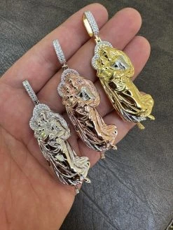 MOISSANITE Virgin Mary 3D Pendant Real 925 Silver/ Yellow Rose Gold Necklace 39 MOISSANITE Virgin Mary 3D Pendant Real 925 Silver/ Yellow Rose Gold Necklace -Harlem Bling Shop harlembling moissanite virgin mary 3d pendant real 925 silver yellow rose gold necklace 68524.1688771787