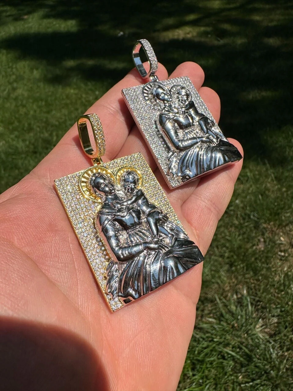 MOISSANITE Virgin Mary Pendant Real 925 Silver Necklace Large 2.5" Ice Out Piece 20 MOISSANITE Virgin Mary Pendant Real 925 Silver Necklace Large 2.5" Ice Out Piece - Image 18