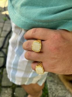 Nugget Ring Mens Real Solid 14K Gold Plated 925 Silver Iced CZ Pinky Hip Hop -Harlem Bling Shop harlembling nugget ring mens real solid 14k gold plated 925 silver iced cz pinky hip hop 07946.1664301657