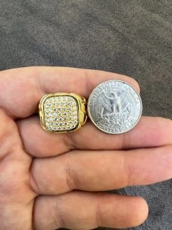 Nugget Ring Mens Real Solid 14K Gold Plated 925 Silver Iced CZ Pinky Hip Hop -Harlem Bling Shop harlembling nugget ring mens real solid 14k gold plated 925 silver iced cz pinky hip hop 38949.1664301828