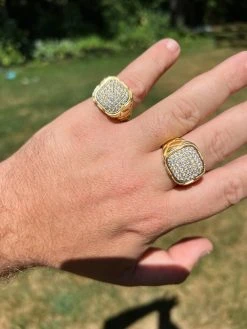 Nugget Ring Mens Real Solid 14K Gold Plated 925 Silver Iced CZ Pinky Hip Hop -Harlem Bling Shop harlembling nugget ring mens real solid 14k gold plated 925 silver iced cz pinky hip hop 42875.1664301178