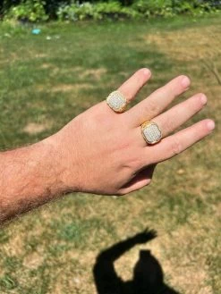 Nugget Ring Mens Real Solid 14K Gold Plated 925 Silver Iced CZ Pinky Hip Hop -Harlem Bling Shop harlembling nugget ring mens real solid 14k gold plated 925 silver iced cz pinky hip hop 83875.1664299993