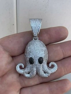 Octopus Emoji Pendant Solid 925 Sterling Silver ICY Diamond Hip Hop Piece Iced 18 Octopus Emoji Pendant Solid 925 Sterling Silver ICY Diamond Hip Hop Piece Iced -Harlem Bling Shop harlembling octopus emoji pendant solid 925 sterling silver icy diamond hip hop piece iced 44740.1664377322