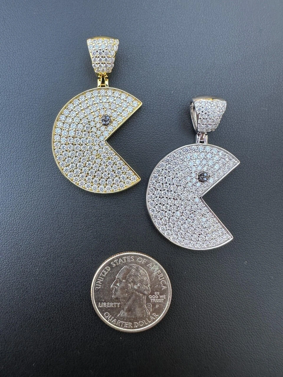 PACMAN Iced Pendant MOISSANITE Real 925 Silver / 14k Gold Hip Hop Necklace 8 PACMAN Iced Pendant MOISSANITE Real 925 Silver / 14k Gold Hip Hop Necklace - Image 6