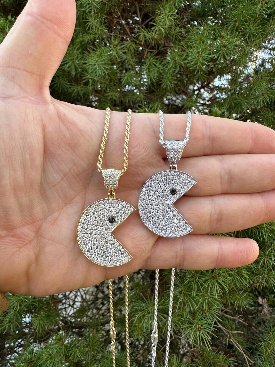 PACMAN Iced Pendant MOISSANITE Real 925 Silver / 14k Gold Hip Hop Necklace 18 PACMAN Iced Pendant MOISSANITE Real 925 Silver / 14k Gold Hip Hop Necklace - Image 16