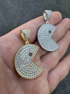 PACMAN Iced Pendant MOISSANITE Real 925 Silver / 14k Gold Hip Hop Necklace 32 PACMAN Iced Pendant MOISSANITE Real 925 Silver / 14k Gold Hip Hop Necklace -Harlem Bling Shop harlembling pacman iced pendant moissanite real 925 silver 14k gold hip hop necklace 25039.1701405011