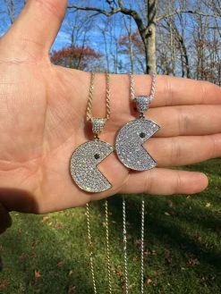 PACMAN Iced Pendant MOISSANITE Real 925 Silver / 14k Gold Hip Hop Necklace 38 PACMAN Iced Pendant MOISSANITE Real 925 Silver / 14k Gold Hip Hop Necklace -Harlem Bling Shop harlembling pacman iced pendant moissanite real 925 silver 14k gold hip hop necklace 60965.1701404988