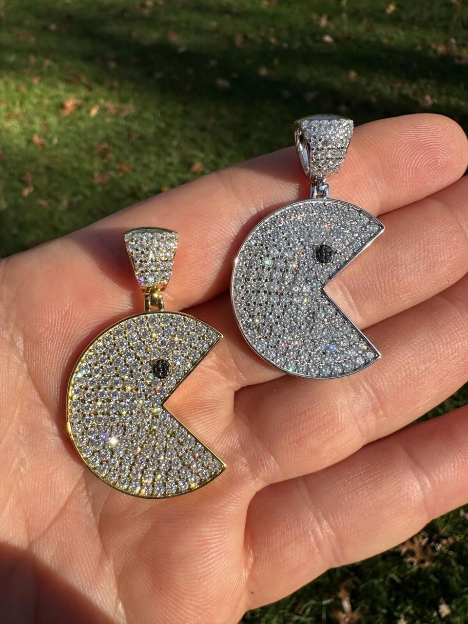 PACMAN Iced Pendant MOISSANITE Real 925 Silver / 14k Gold Hip Hop Necklace 14 PACMAN Iced Pendant MOISSANITE Real 925 Silver / 14k Gold Hip Hop Necklace - Image 12