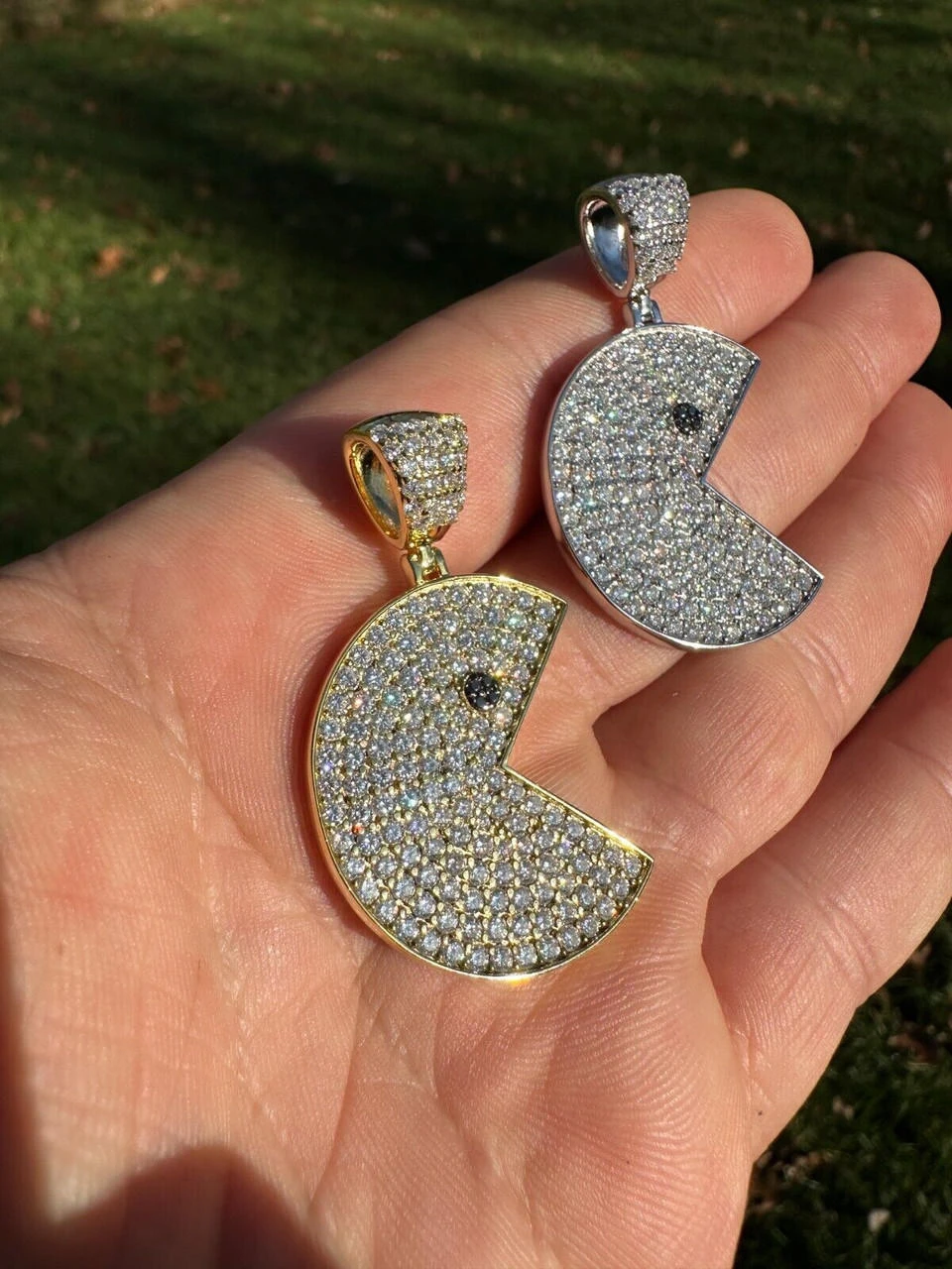 PACMAN Iced Pendant MOISSANITE Real 925 Silver / 14k Gold Hip Hop Necklace 16 PACMAN Iced Pendant MOISSANITE Real 925 Silver / 14k Gold Hip Hop Necklace - Image 14