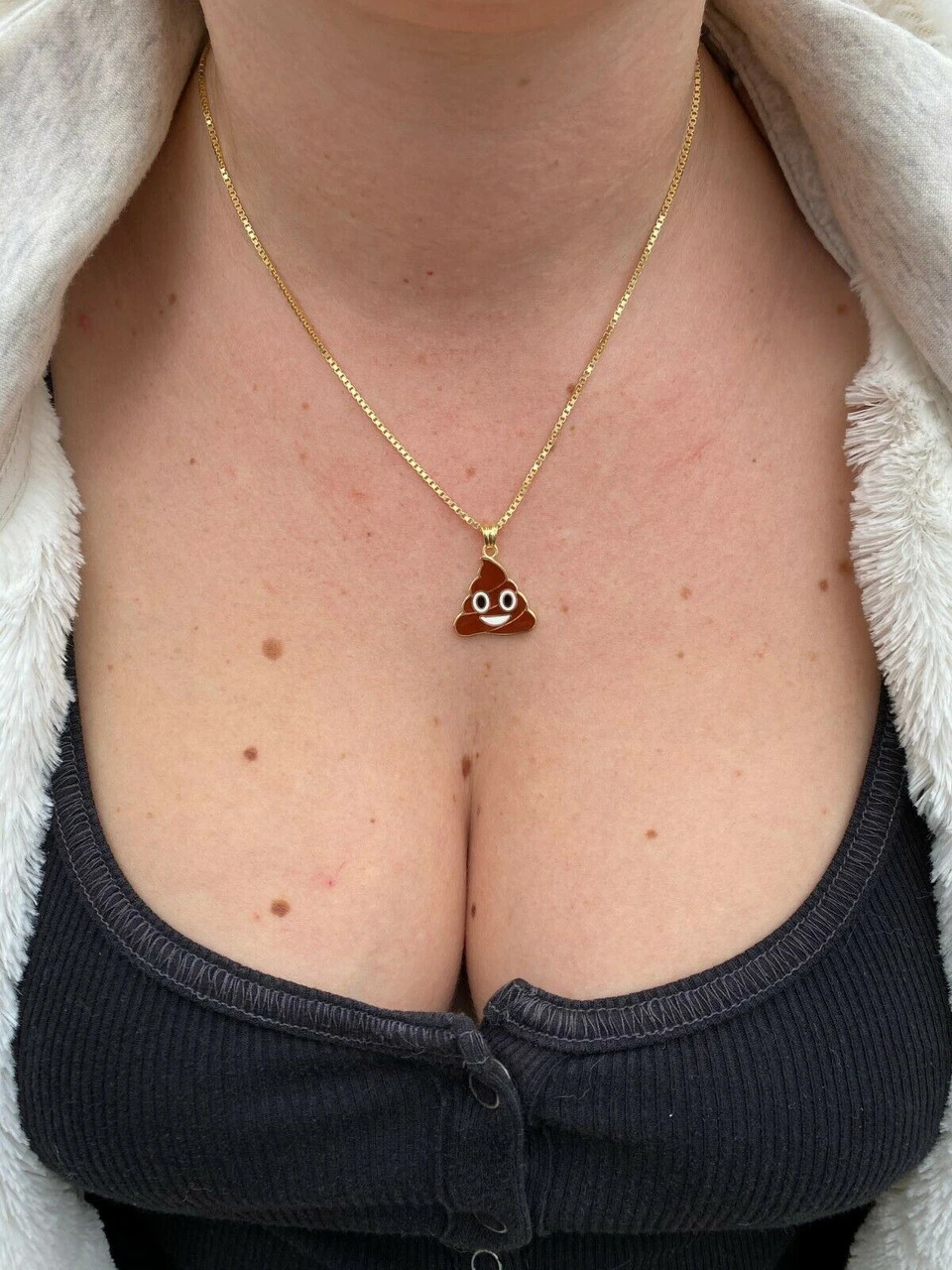 Poop Emoji Solid 925 Sterling Silver 14k Gold Plated 1" Pendant For Necklace 8 Poop Emoji Solid 925 Sterling Silver 14k Gold Plated 1" Pendant For Necklace - Image 6