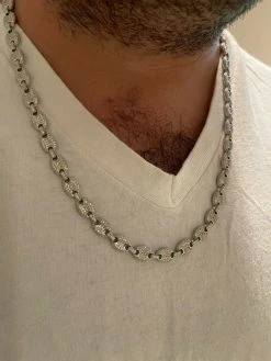 Puff Gucci Link Chain Out ICED Moissanite Pass Diamond Test 925 Silver 8mm Thick -Harlem Bling Shop harlembling puff gucci link chain out iced moissanite pass diamond test 925 silver 8mm thick 51012.1664393275