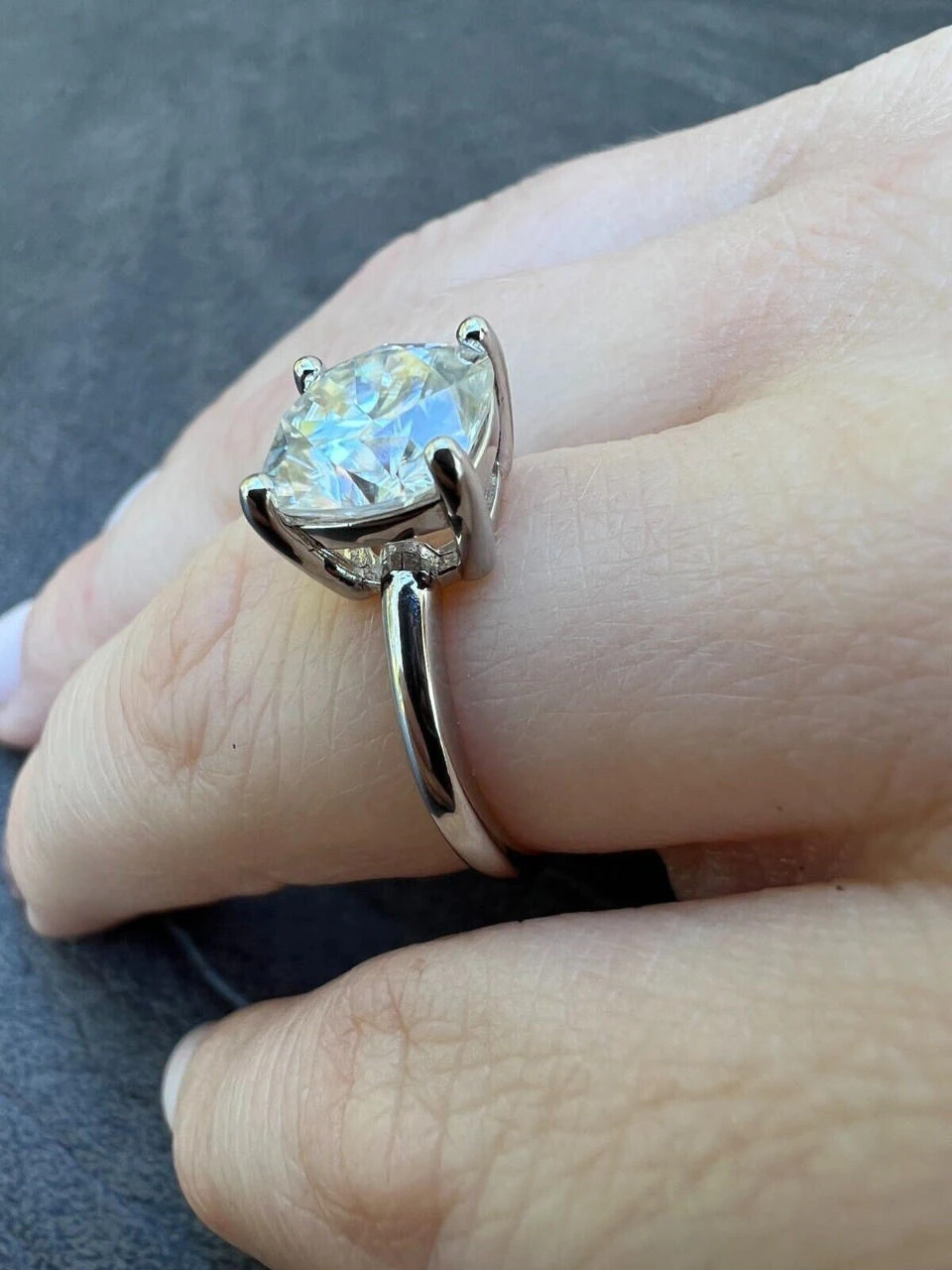 Real 1-3ct Real Moissanite Engagement Promise Ring Square Cushion Cut 925 Silver 8 Real 1-3ct Real Moissanite Engagement Promise Ring Square Cushion Cut 925 Silver - Image 6