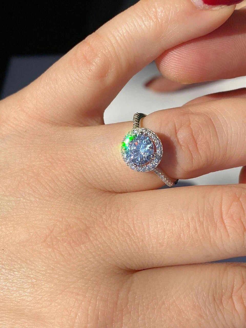 Real 1.2ct Moissanite Engagement Promise Ring Passes Diamond Tester 925 Silver 6 Real 1.2ct Moissanite Engagement Promise Ring Passes Diamond Tester 925 Silver - Image 4