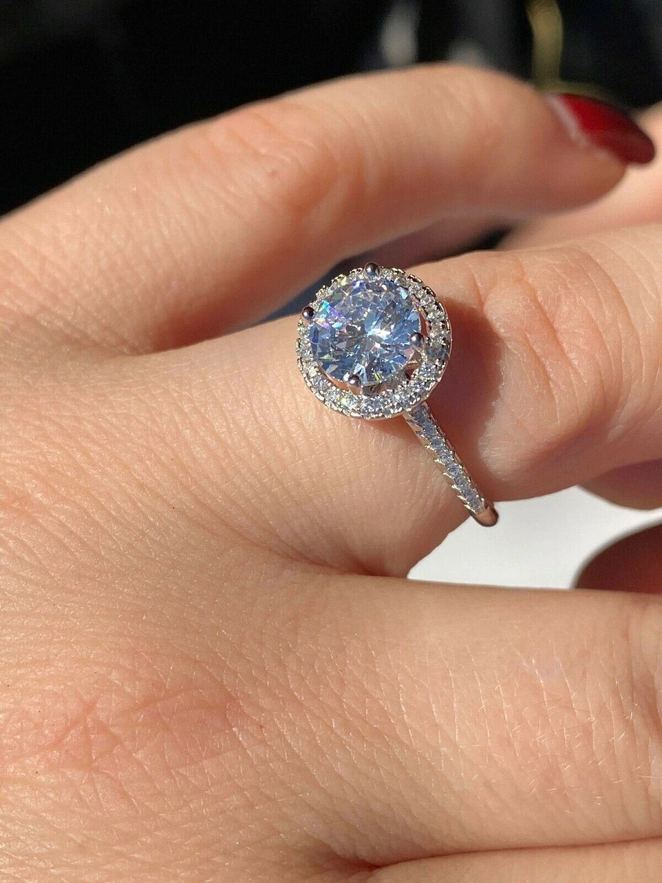 Real 1.2ct Moissanite Engagement Promise Ring Passes Diamond Tester 925 Silver 8 Real 1.2ct Moissanite Engagement Promise Ring Passes Diamond Tester 925 Silver - Image 6