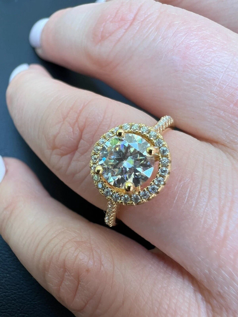 Real 1.2ct VVS D Moissanite Engagement Promise Ring 14k Gold Plated 925 Silver 7 Real 1.2ct VVS D Moissanite Engagement Promise Ring 14k Gold Plated 925 Silver - Image 5