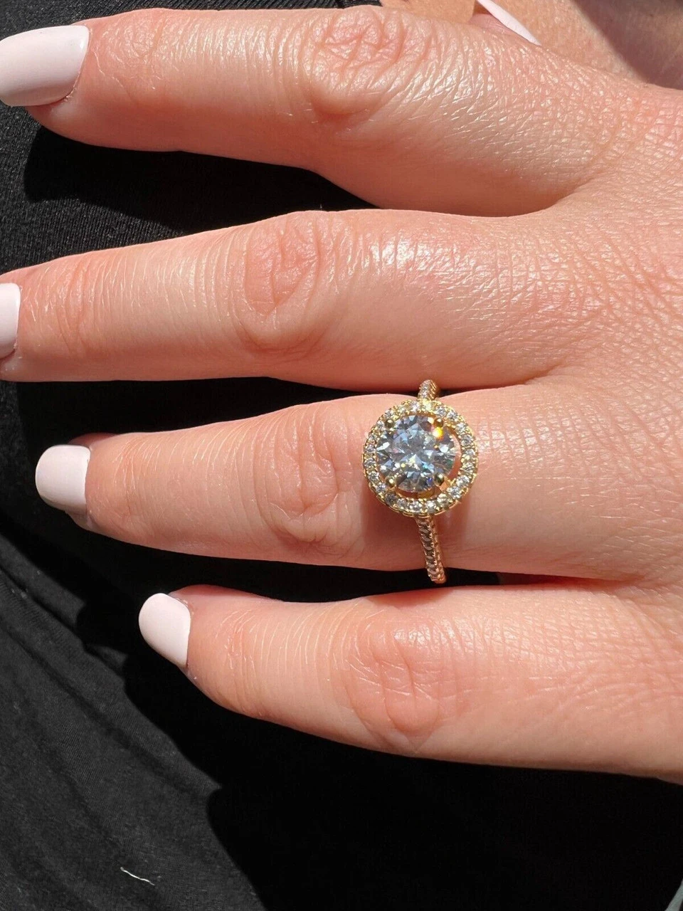 Real 1.2ct VVS D Moissanite Engagement Promise Ring 14k Gold Plated 925 Silver 4 Real 1.2ct VVS D Moissanite Engagement Promise Ring 14k Gold Plated 925 Silver - Image 2