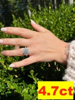 Real 1.7ct-4.7ct MOISSANITE Halo Engagement Promise Ring 925 Silver Diamond Test -Harlem Bling Shop harlembling real 1.7ct 4.7ct moissanite halo engagement promise ring 925 silver diamond test 40474.1664543890