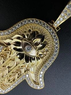 Real 14k Gold & 925 Sterling Silver Hamsa Evil Eye Hand Iced MOISSANITE Pendant -Harlem Bling Shop harlembling real 14k gold and 925 sterling silver hamsa evil eye hand iced moissanite pendant 33189.1694222579