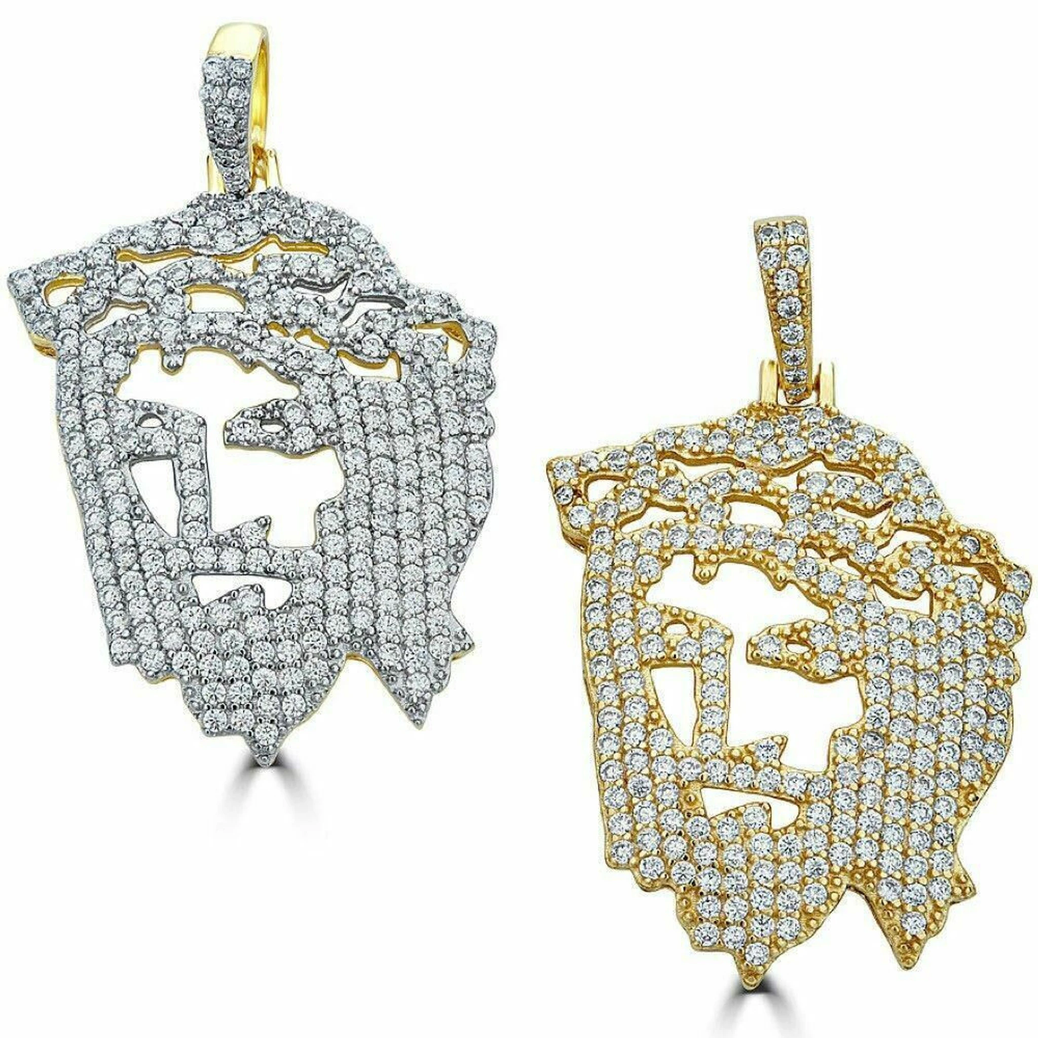 Real 14k Gold Over Sterling Silver 925 Mens Jesus Piece W. Chain Hip Hop Diamond 3 Real 14k Gold Over Sterling Silver 925 Mens Jesus Piece W. Chain Hip Hop Diamond