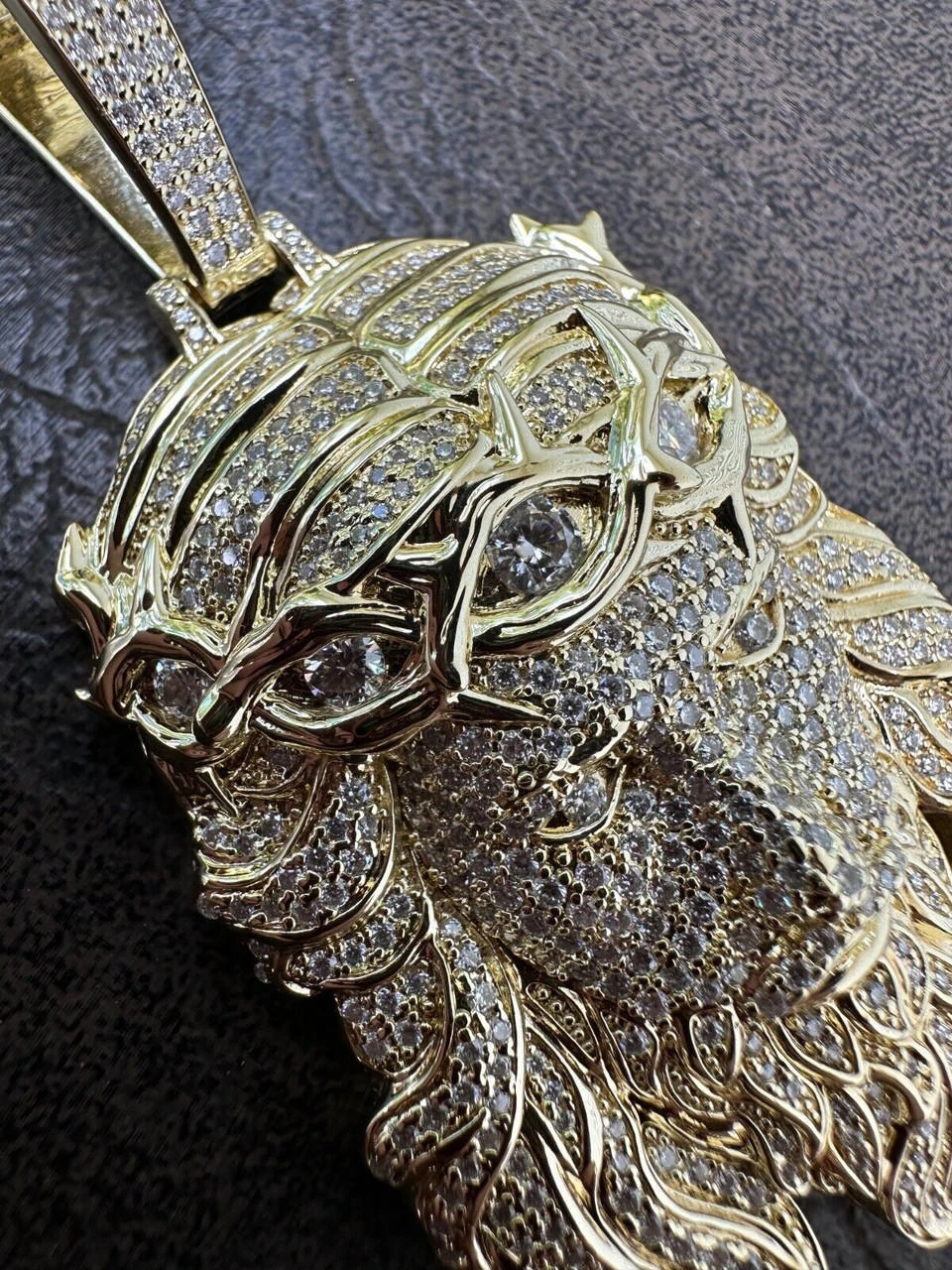 Real 14k Gold Vermeil 925 Silver Fully Iced Hip Hop Jesus Piece Pendant Necklace 4 Real 14k Gold Vermeil 925 Silver Fully Iced Hip Hop Jesus Piece Pendant Necklace - Image 2